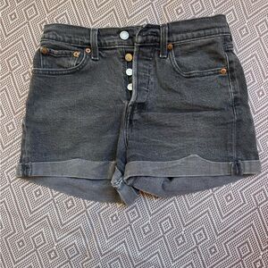 Levi's Black Cuffed High-Rise Button-Fly Denim Shorts